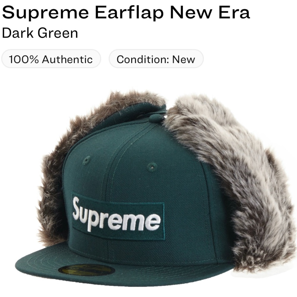 Supreme Earflap Green New Era 7 1/8
